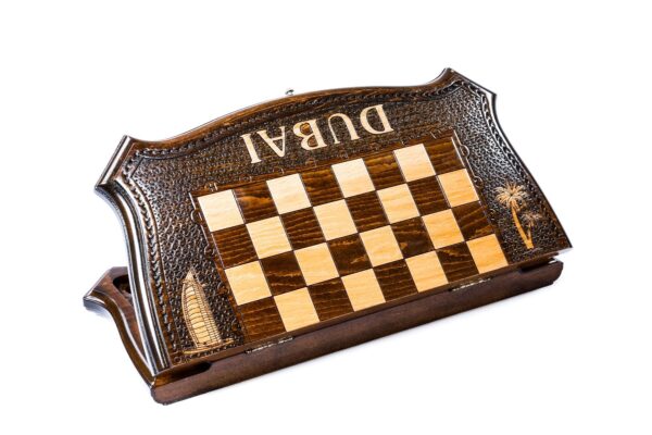 Skák-kotru Dubai með höfundarréttarvarið útlínur Savano Series Luxury Wood skáksett, box og borð samsetning