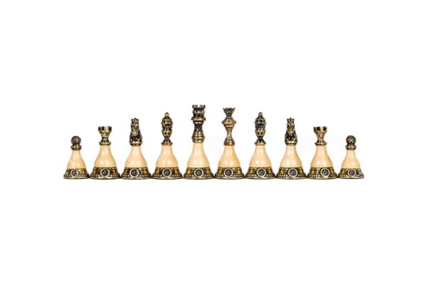 Chess Figures Brons-viðar nútíma lúxussett