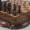 Skák með höfundarréttarvarið Mount Ararat Outline Olive Wood Set