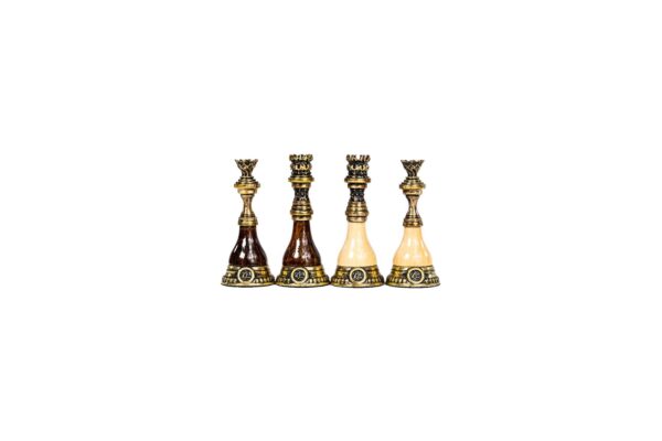 Chess Figures Brons-viðar nútíma lúxussett