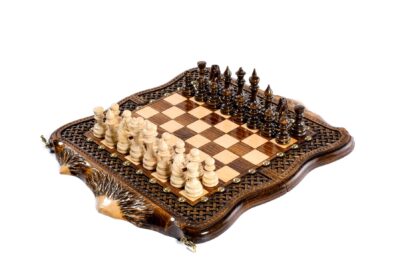 Skák-kotru með fléttumynstri Höfundarréttarvarið Mount Ararat Outline Chess Lúxussett
