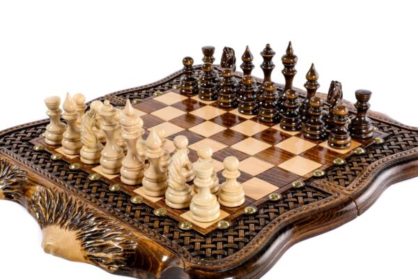 Skák-kotru með fléttumynstri Höfundarréttarvarið Mount Ararat Outline Chess Lúxussett