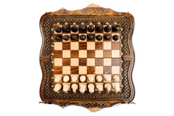 Skák-kotru með fléttumynstri Höfundarréttarvarið Mount Ararat Outline Chess Lúxussett